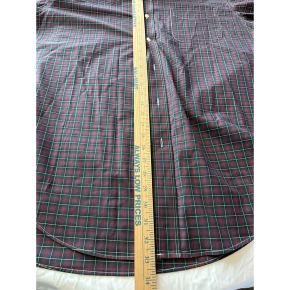 Lauren Ralph Lauren Button Down Shirt, Red/Green Plaid, Non-Iron Sz 17 1/2 32/33 - Picture 7 of 10